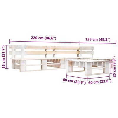 vidaXL 4-delige Loungeset pallet hout wit