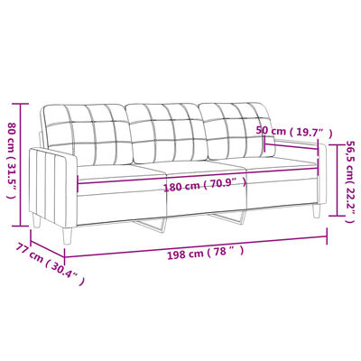 vidaXL B-stock Driezitsbank 180 cm stof donkergrijs