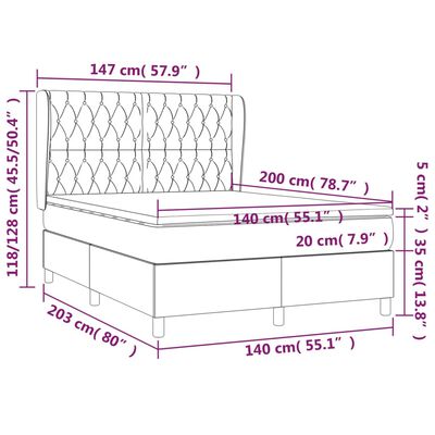 vidaXL Boxspring met matras stof donkerbruin 140x200 cm