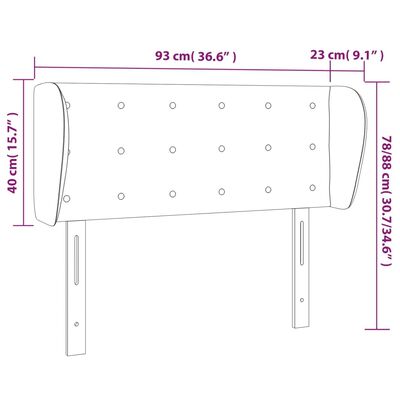 vidaXL Hoofdbord met randen 93x23x78/88 cm stof donkergrijs