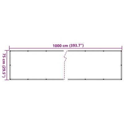 vidaXL Balkonscherm 1000x75 cm PVC antracietkleurig