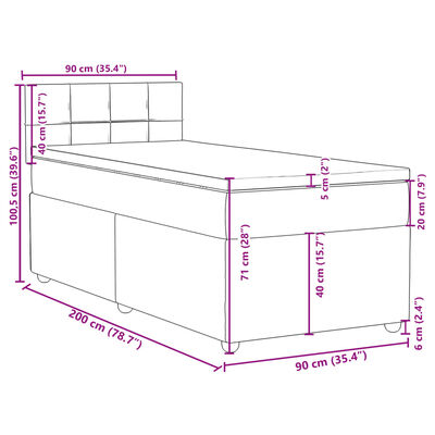 vidaXL Boxspring met matras stof lichtgrijs 90x200 cm