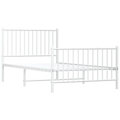 vidaXL Bedframe met hoofd- en voeteneinde metaal wit 100x190 cm