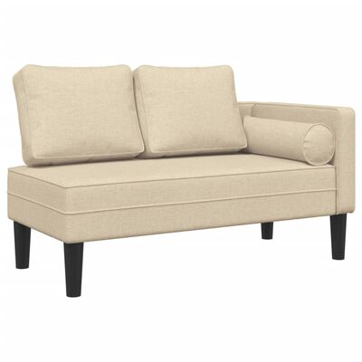 vidaXL Chaise longue met kussens stof crèmekleurig