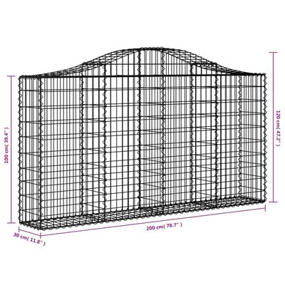 vidaXL Schanskorven 7 st gewelfd 200x30x100/120 cm ijzer