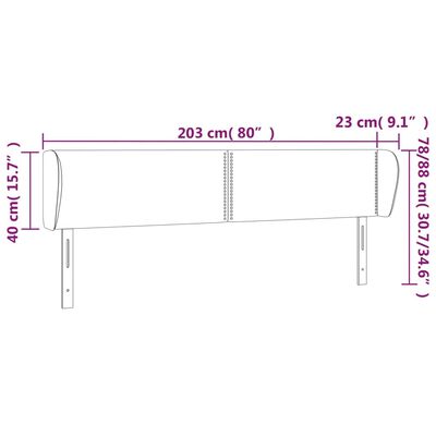 vidaXL Hoofdbord met randen 203x23x78/88 cm stof crèmekleurig