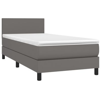 vidaXL Boxspring met matras en LED kunstleer grijs 90x190 cm