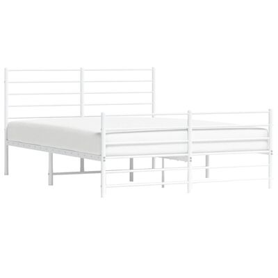 vidaXL Bedframe met hoofd- en voeteneinde metaal wit 140x190 cm