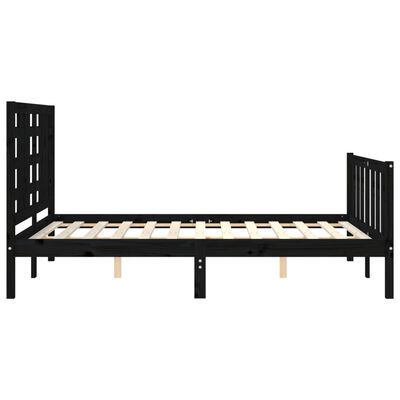 vidaXL Bedframe met hoofdbord massief hout zwart 120x200 cm