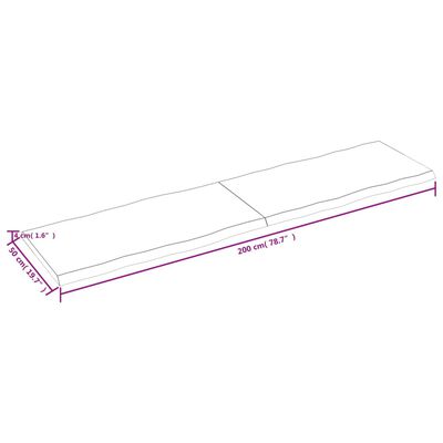 vidaXL Tafelblad natuurlijke rand 200x50x(2-4) cm eikenhout lichtbruin