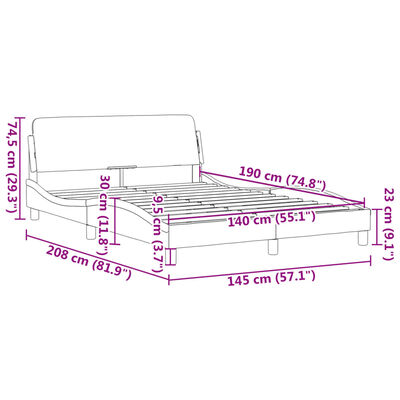 vidaXL Bedframe met hoofdeinde fluweel blauw 140x190 cm