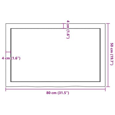 vidaXL Tafelblad 80x50x(2-4) cm behandeld massief eikenhout lichtbruin