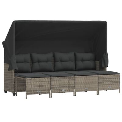 vidaXL 5-delige Loungeset met kussens poly rattan grijs