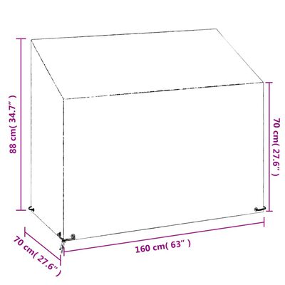 vidaXL Tuinbankhoes met 8 oogjes 160x70x70/88 cm polyetheen