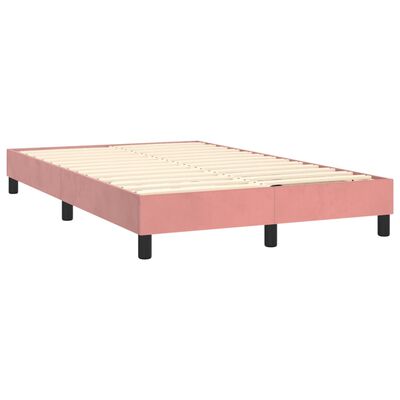 vidaXL Boxspring met matras en LED fluweel roze 120x200 cm