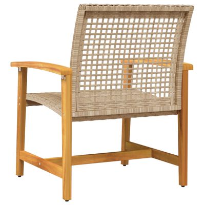 vidaXL Tuinstoelen 2 st poly rattan en acaciahout beige