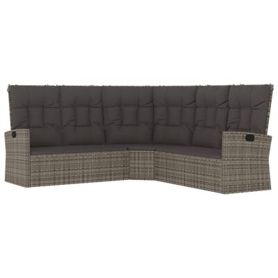 vidaXL 4-delige Loungeset met kussens poly rattan grijs