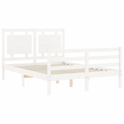 vidaXL Bedframe met hoofdbord massief hout wit