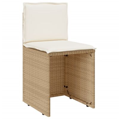 vidaXL 3-delige Bistroset met kussens poly rattan beige