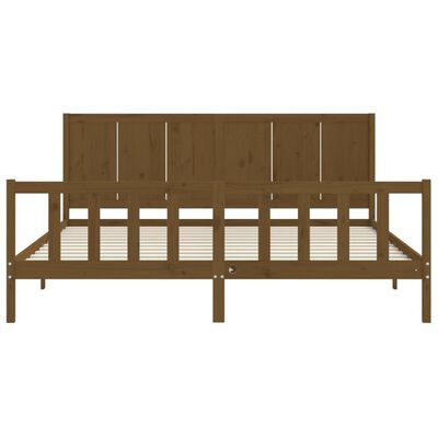 vidaXL Bedframe met hoofdbord massief hout honingbruin 200x200 cm