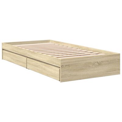 vidaXL Bedframe met lades bewerkt hout sonoma eikenkleurig 90x200 cm