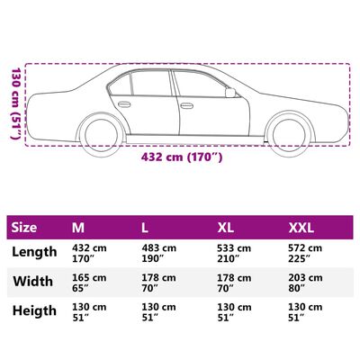 vidaXL Autohoes voor sedan met gespriemen M volledig zilverkleurig