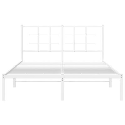 vidaXL Bedframe met hoofdbord metaal wit 135x190 cm