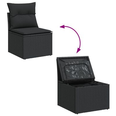 vidaXL 4-delige Loungeset met kussens poly rattan zwart