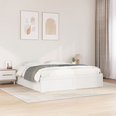 vidaXL Bedframe zonder matras massief grenenhout wit 180x200 cm