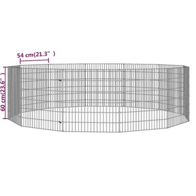 vidaXL Dierenverblijf 12 panelen 54x60 cm gegalvaniseerd ijzer