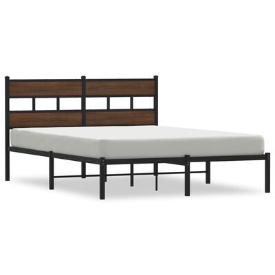 vidaXL Bedframe met hoofdbord zonder matras bruin eiken 140x190 cm