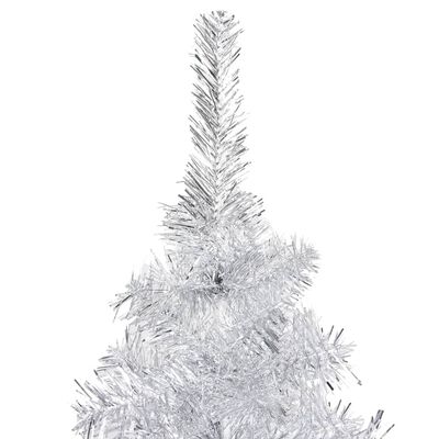 vidaXL Kunstkerstboom met verlichting en kerstballen 240 cm PET zilver