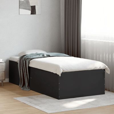 vidaXL Bedframe bewerkt hout zwart 90x190 cm