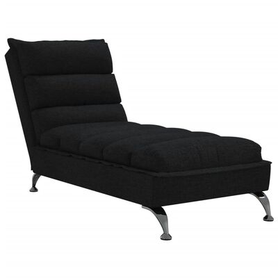 vidaXL Chaise longue met kussens stof zwart