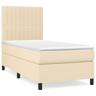 vidaXL Boxspring met matras stof crèmekleurig 90x190 cm