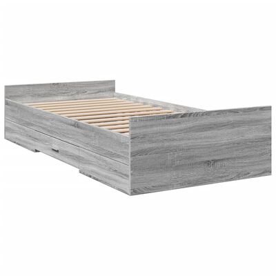 vidaXL Bedframe met lades bewerkt hout grijs sonoma eiken 90x190 cm