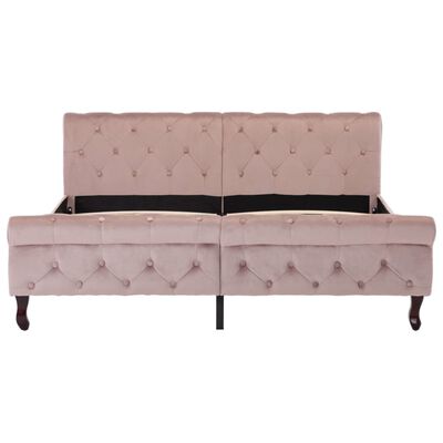 vidaXL Bedframe fluweel roze 160x200 cm