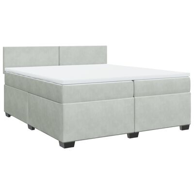 vidaXL Boxspring met matras fluweel lichtgrijs 200x200 cm