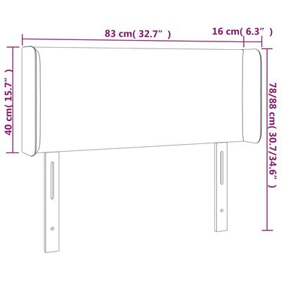 vidaXL Hoofdbord met randen 83x16x78/88 cm kunstleer zwart