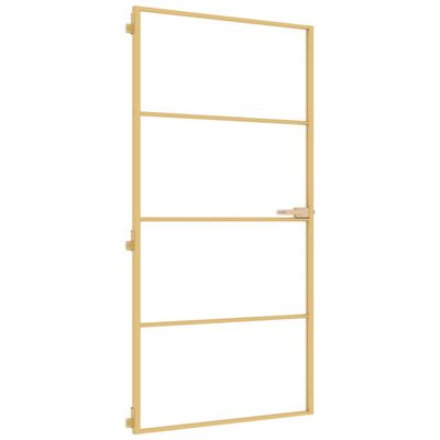 vidaXL Binnendeur smal 102,5x201,5 cm gehard glas en aluminium goud