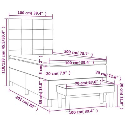 vidaXL Boxspring met matras fluweel roze 100x200 cm