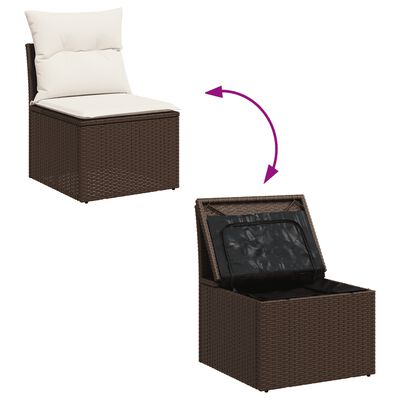 vidaXL 6-delige Loungeset met kussens poly rattan bruin