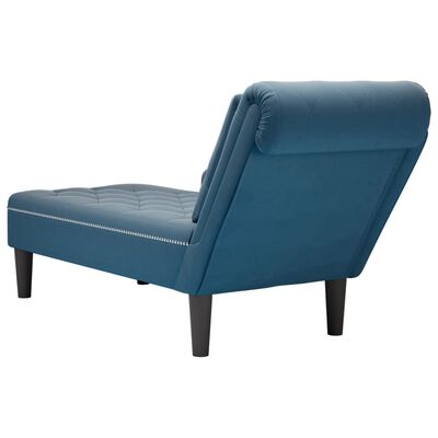 vidaXL Chaise longue met kussen en rechterarmleuning fluweel blauw