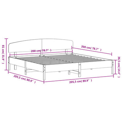 vidaXL Bedframe zonder matras massief grenenhout 200x200 cm