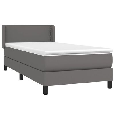 vidaXL Boxspring met matras kunstleer grijs 90x200 cm