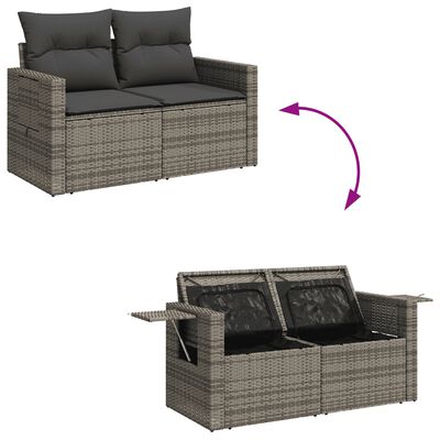 vidaXL 13-delige Loungeset met kussens poly rattan grijs