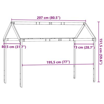 vidaXL Kinderbedhuisje 207x80,5x151,5 cm massief grenenhout wit