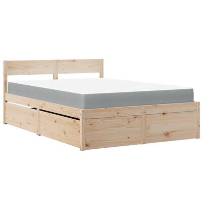 vidaXL Bed met lades en matras massief grenenhout 120x200 cm