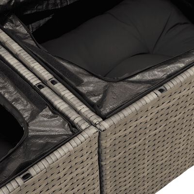 vidaXL 4-delige Loungeset met kussens poly rattan grijs