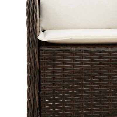 vidaXL 7-delige Tuinset met kussens poly rattan bruin